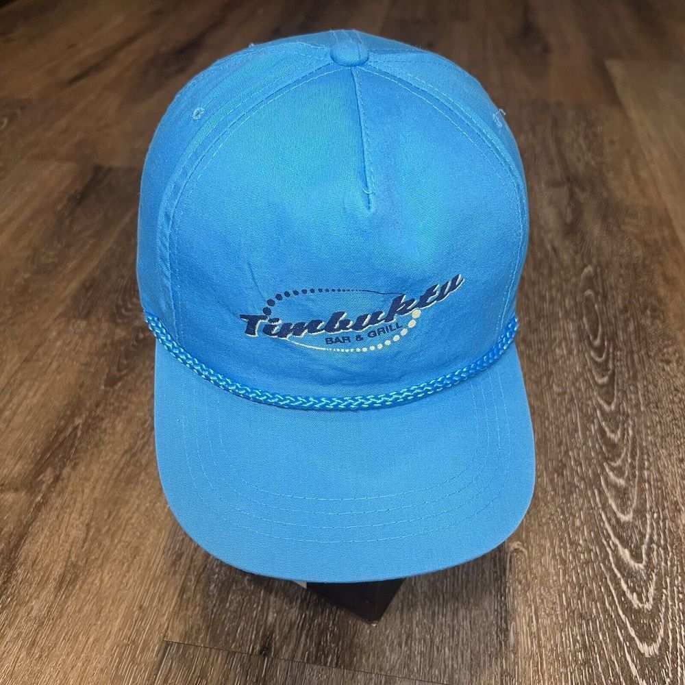 Vintage 90s Timbuktu Snapback Hat Blue Rope Trucker Bar Grill Beach Surf‎ Promo